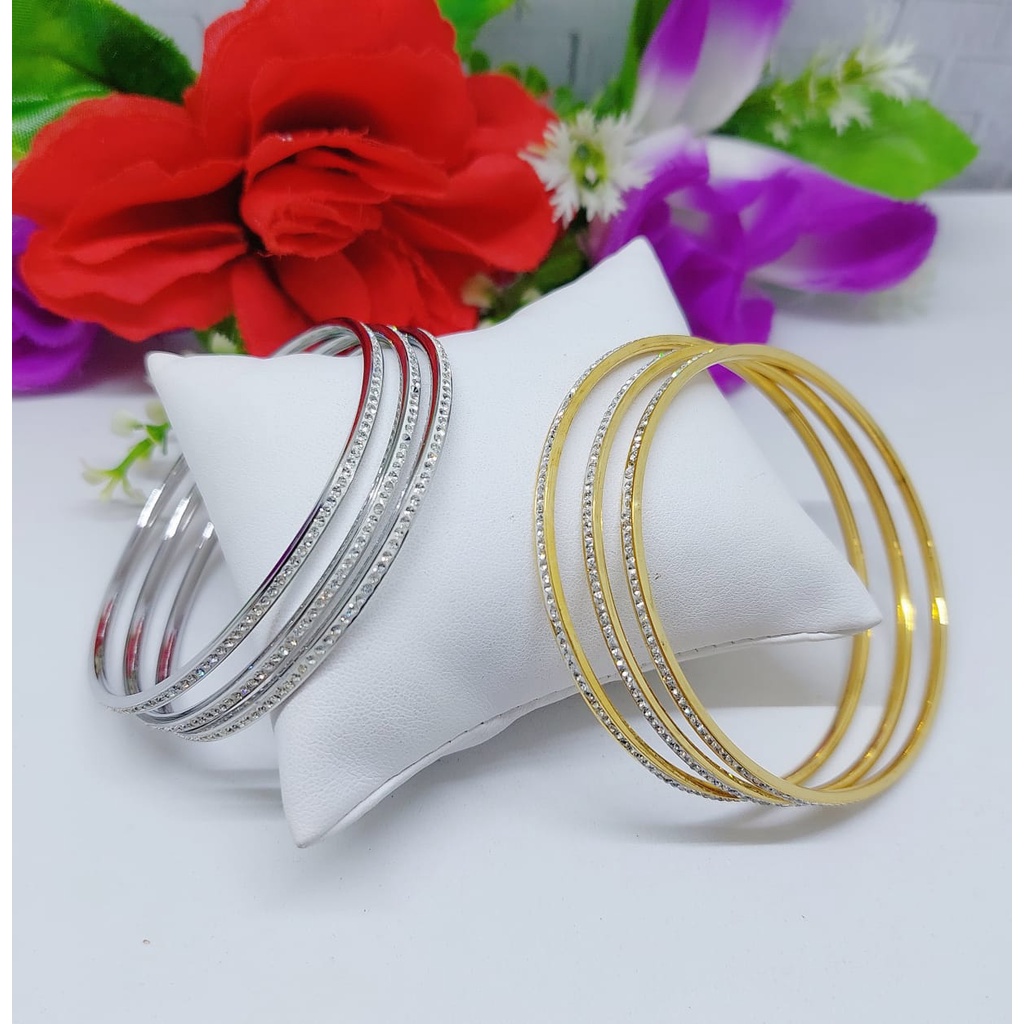 Gelang Titanium keroncong set 3 mata