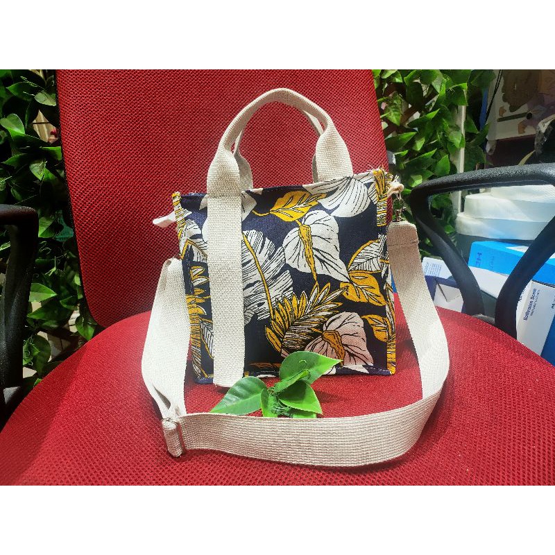 totebag kanvas selempang bahan kanvas tas wanita pakai resleting