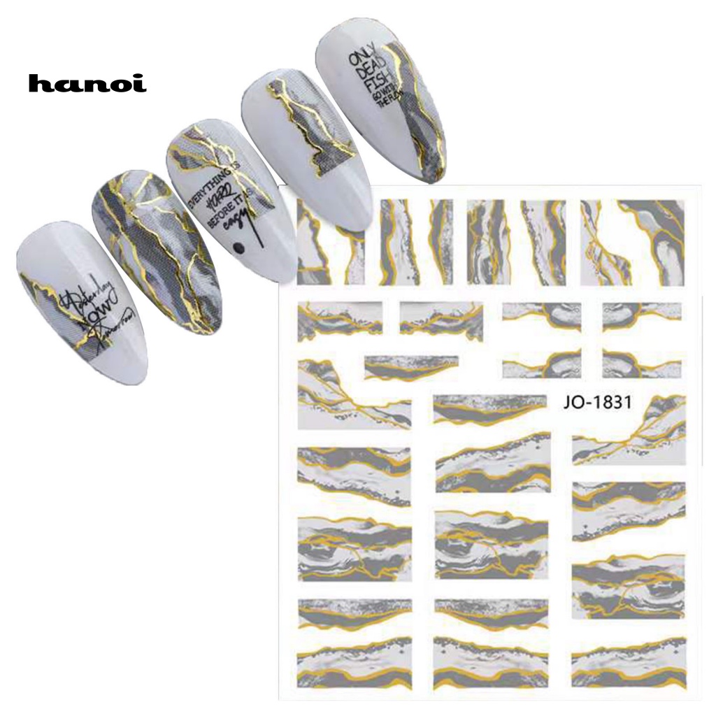 Han_ Stiker Kuku Motif Marmer Untuk Nail Art