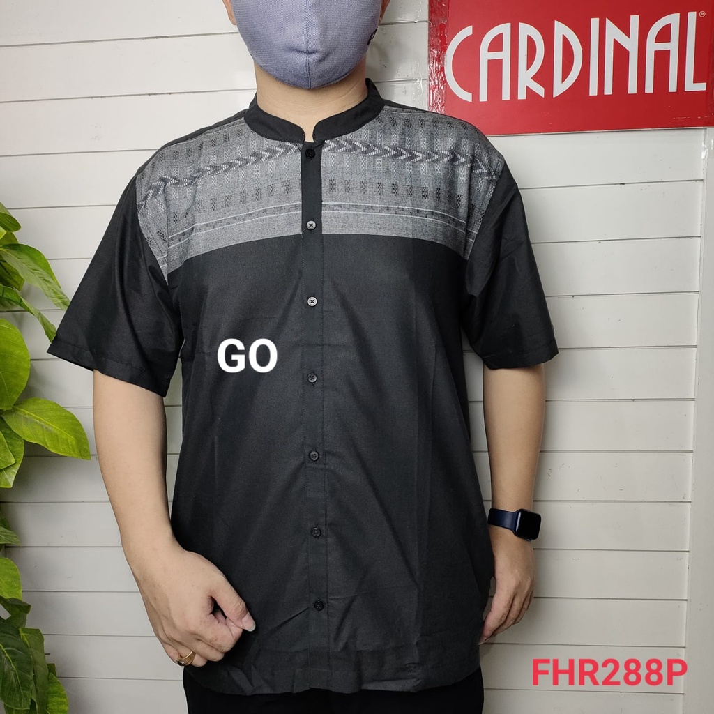 gof S-M CARDINAL KEMEJA KOKO Taqwa Pakaian Pria Original Baju Muslim Salur Lengan Pendek Kekinian