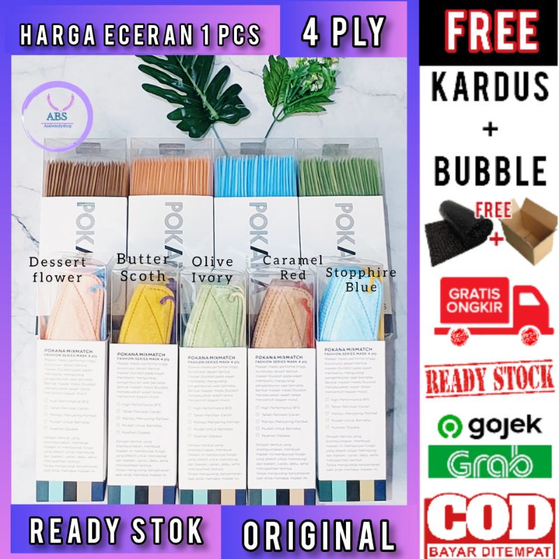 Masker Pokana Duckbill Mask Fashion Series 4 ply ECERAN/SATUAN adult earloop medical face mask origi