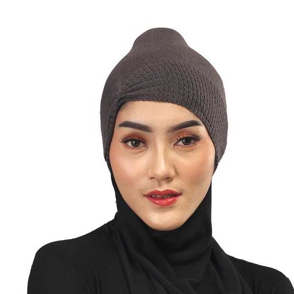 Ciput Rajut Wanita untuk Hijabers model polos dengan warna Abu tua - 401