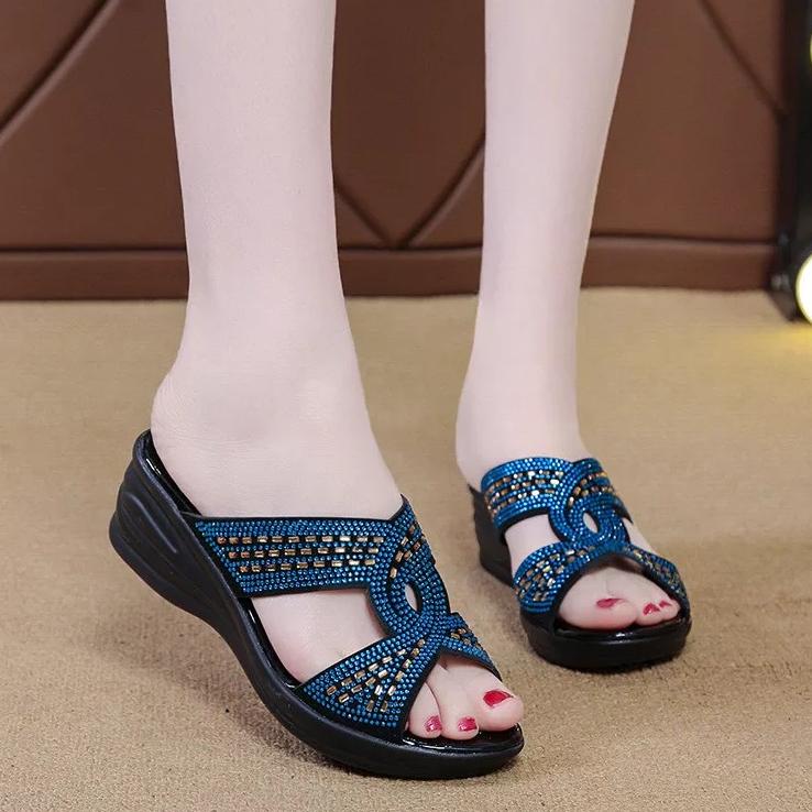 [Kky31au22e] Sandal Wedges Wanita kekinian 2021 / sendal andin / sandal kondanganziel calbi_