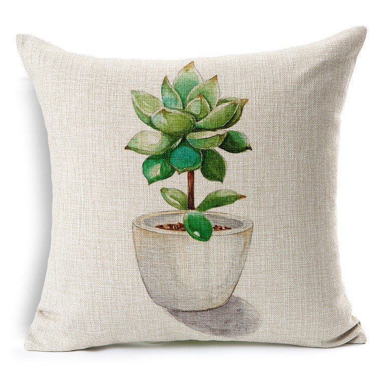 [Bayar Di Tempat]Sarung Bantal dengan Bahan Linen dan Gambar Motif