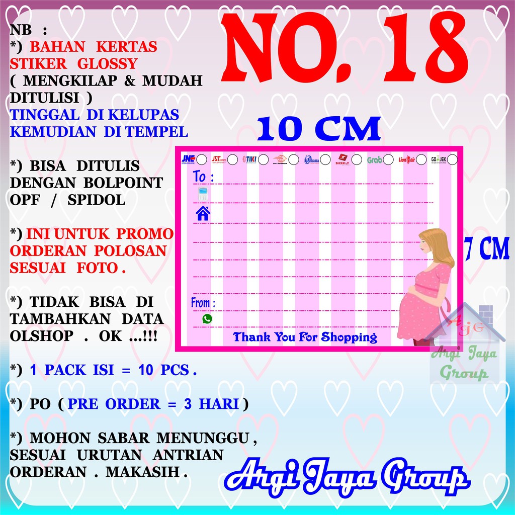 

Promo!Stiker Label Pengiriman Polosan No = 18 (10x7cm) 1 Pack = 10 Pcs