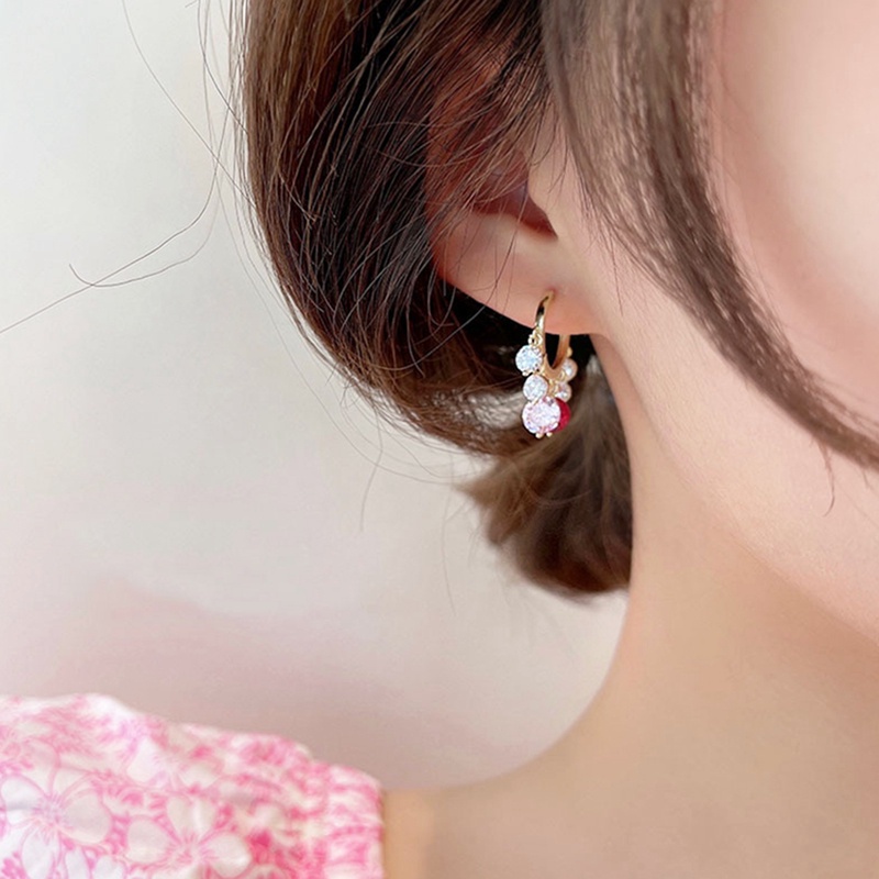 Small Exquisite Zircon Hoop Earrings Gold Circle Drop Earrings Simple Piercing Earrings