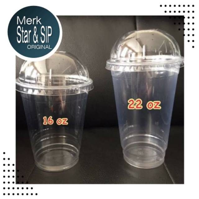 Gelas plastik dan tutup cembung starindo 16oz (7gram/cup) 1 roll isi 50 cup