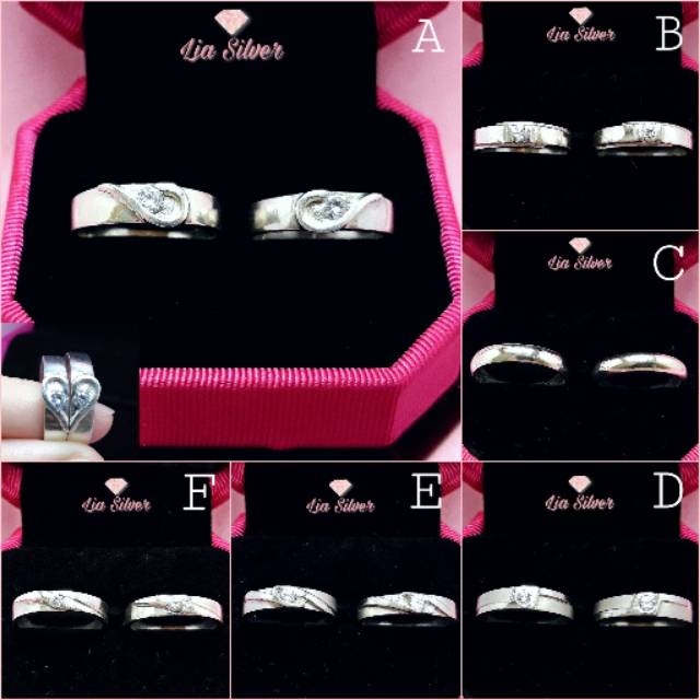 Cincin Ring Couple SILVER 925 - Perak Lapis Emas Putih