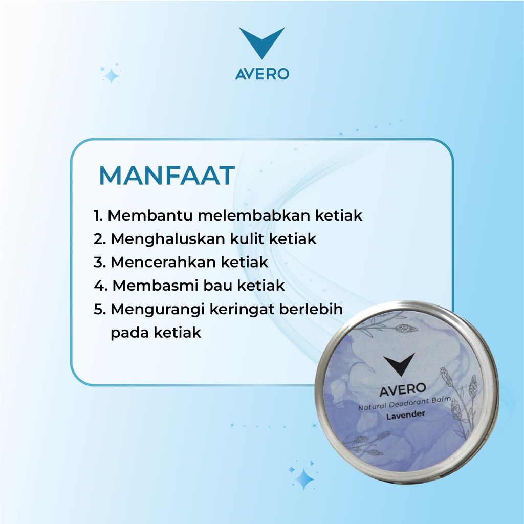 AVERO Paket Hemat Get 2pcs - Solid Deo Balm Tanpa Alkohol, Alumunium &amp; Pengawet - 30g