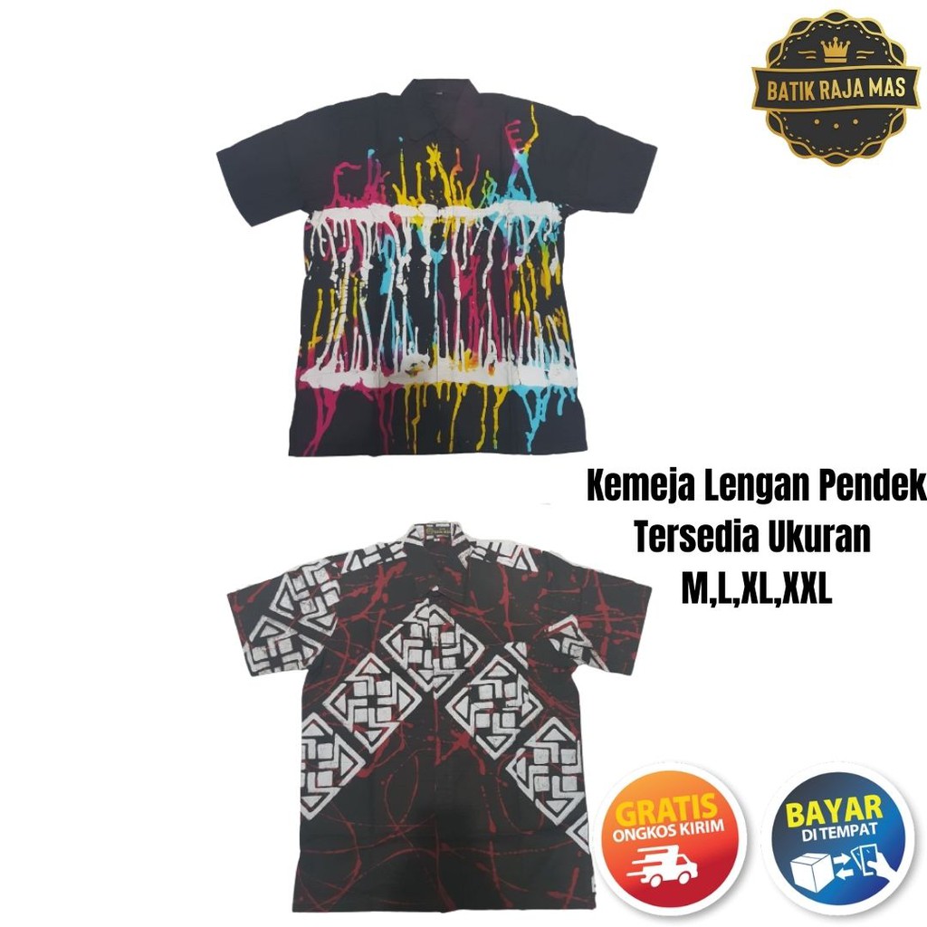 Kemeja Pria Lengan Pendek Kasual Motif Batik Abstrak Remaja Dewasa Katun Keren Distro Terbaru Hem Ba