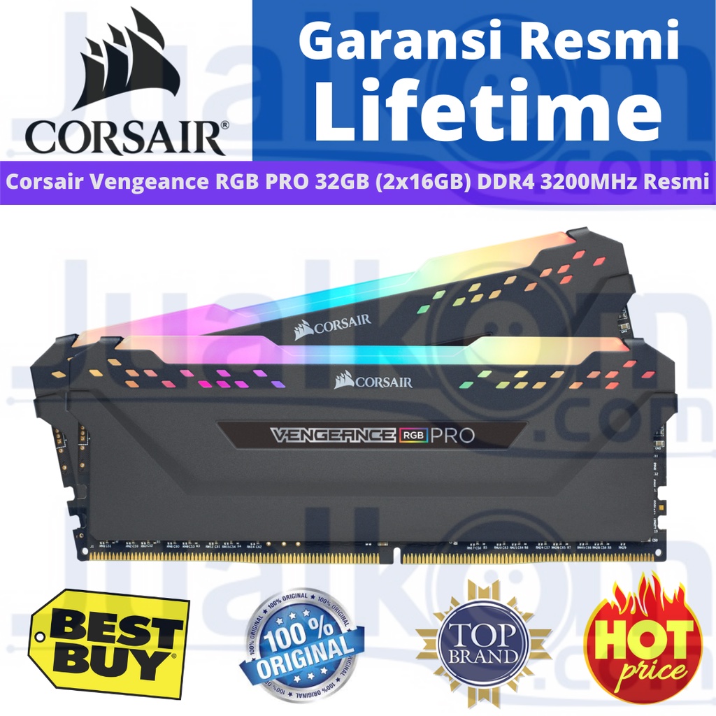 Ram Corsair Vengeance RGB PRO SL 32GB (2x16GB) 3200MHz CMH32GX4M2Z3200C16 Resmi