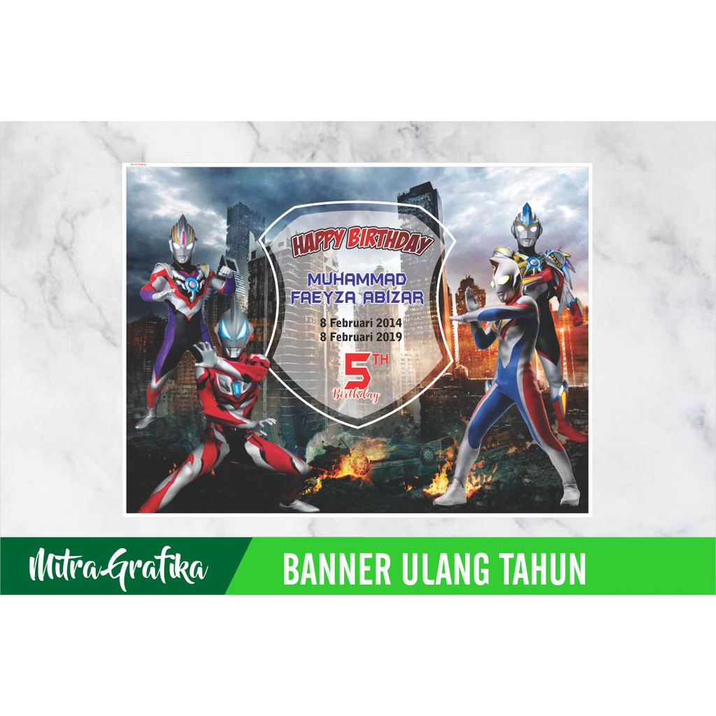 background banner ulang tahun anak  Tema ULTRAMEN