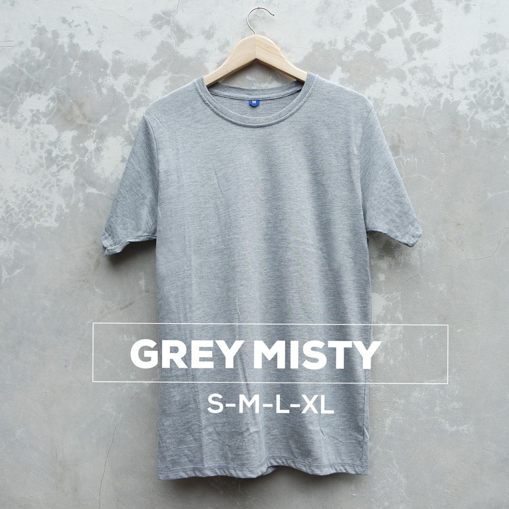 Kaos Polos Pria Grey Misty Cotton Combed 30s - Baju Polos Pria Abu Misty