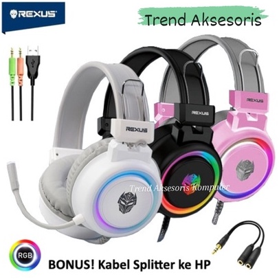 Trend-Rexus Headset Gaming Vonix F30 dengan LED RGB dan free splitter