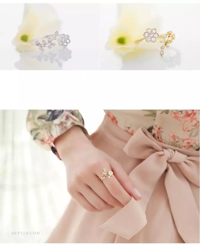 MORYMOSHI C01 Cincin Wanita Bunga Perhiasan Fashion Aksesoris Korea