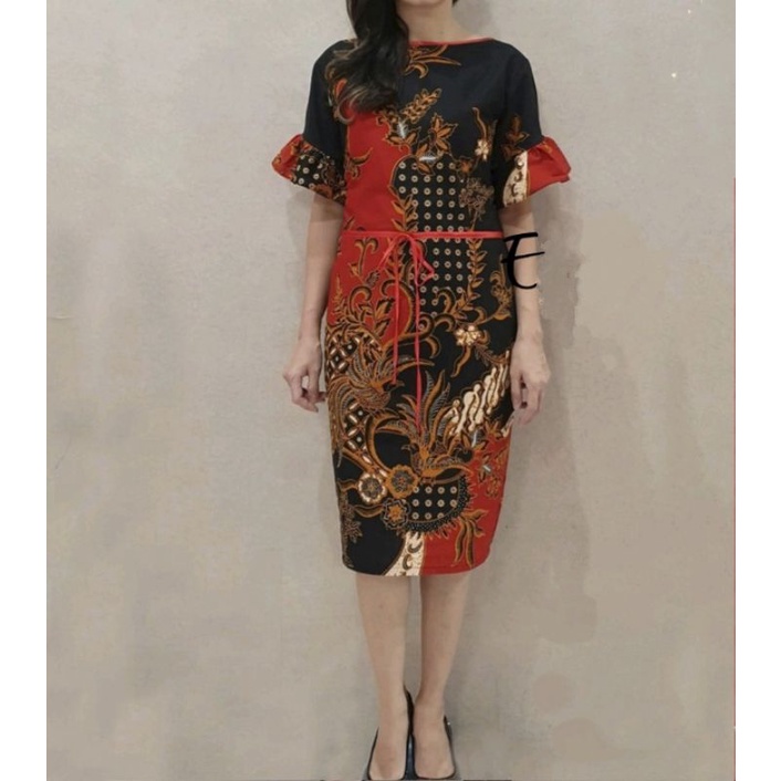 dress kombinasi - dress batik kekinian - baju pesta - gaun kondangan