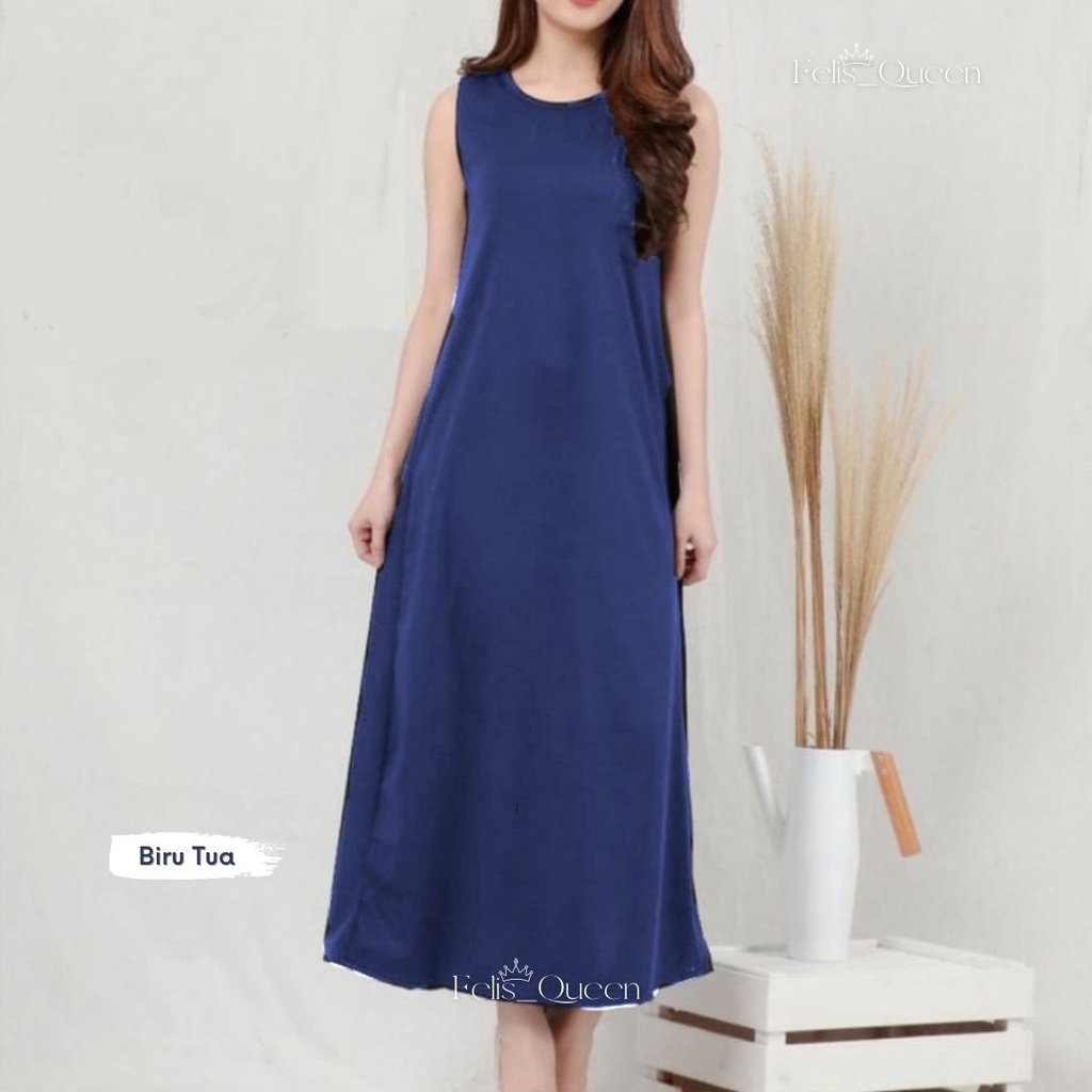 LONG DRESS TANPA LENGAN POLOS JUMBO / LONGDRESS  / LONG DRESS KOREAN STYLE by