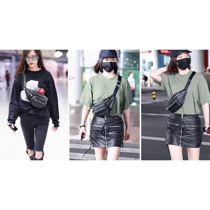 Yuk Di Order Kakak.. Tas Pinggang Selempang Kulit Wanita / Waist Bag Fashion Import Wb-01 - Black