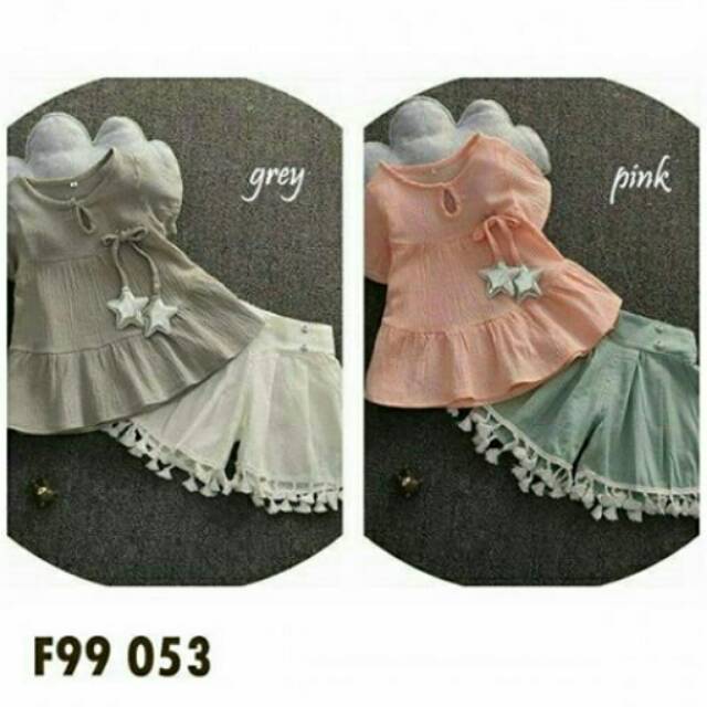 Baju Anak Cewek : Setelan F99 053 Grey