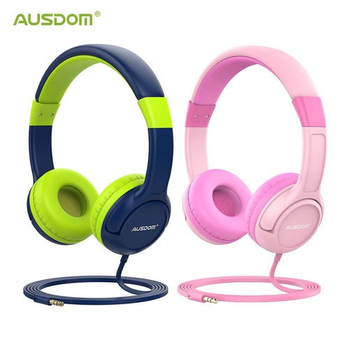 Headset ausdom wired audio aux 3.5mm stereo bass music sharing for kids K1 - Headphone anak K-1