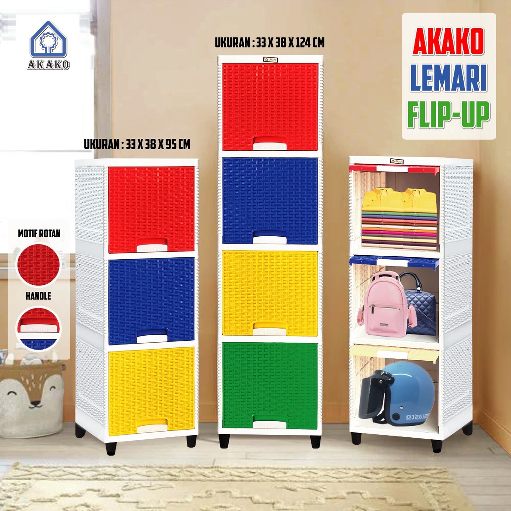 AKAKO - LEMARI PAKAIAN MINIMALIS AKAKO FLIP UP SUSUN LEMARI PLASTIK LEMARI BAJU LEMARI ROTAN