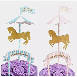 AKSESORIES ULTAH BUNTING FLAG CAROUSEL KOMEDI PUTAR CAKE TOPPER BDAY