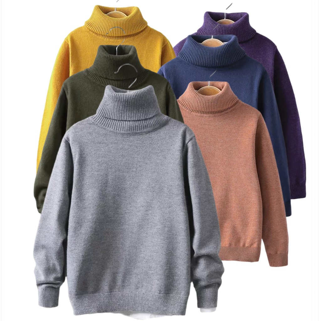 Sweater Anak Kids Long Neck Sweater Rajut Pakaian Anak Unisex