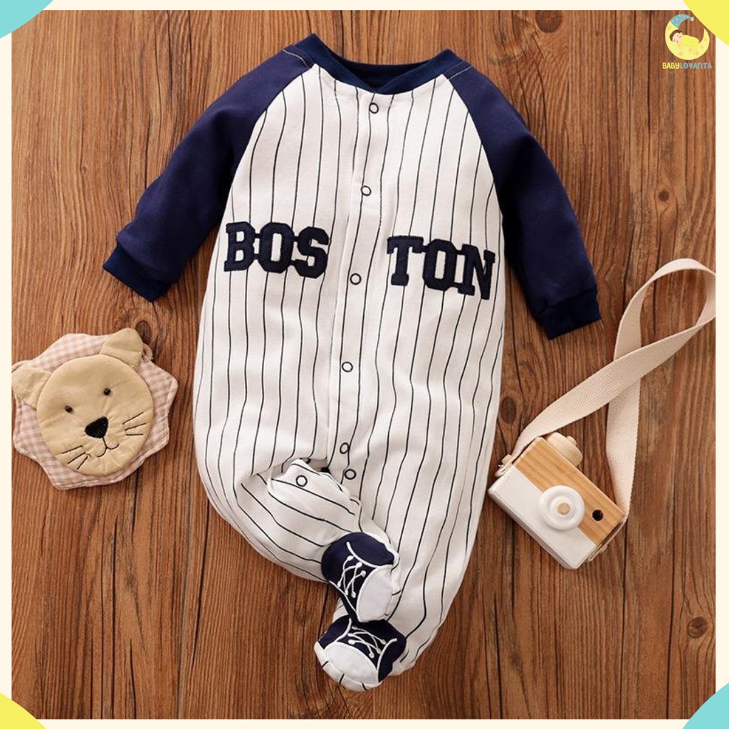 [COD] baju bayi lucu import korea / jumsuit bayi motif BASEBALL BOSTON /baju bayi | baju bayi laki laki BA-235/Babylovanta