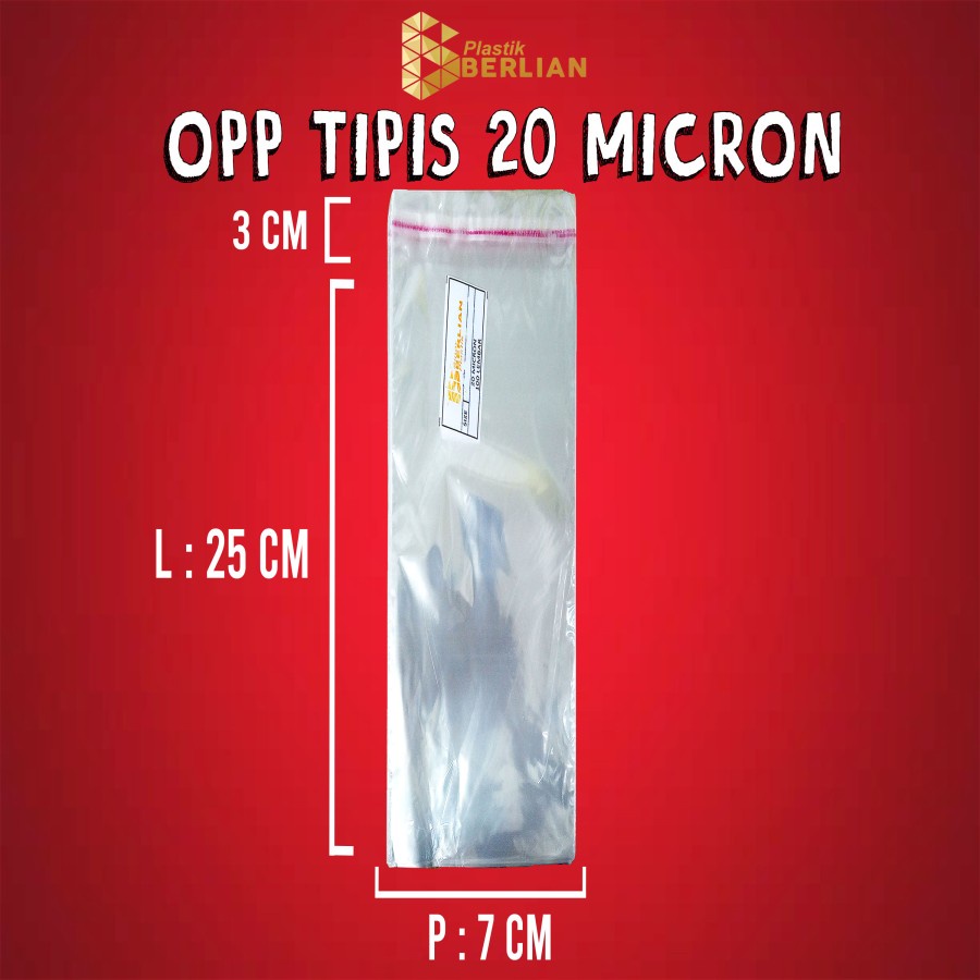 

7 x 25 cm Plastik OPP TIPIS (100 lbr) (lem/seal)