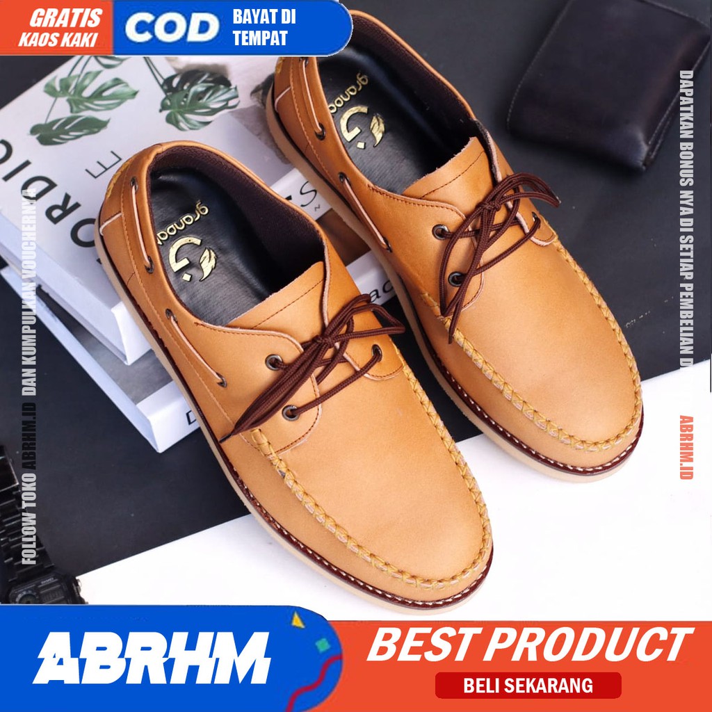 ABRHM X DIVAS Sepatu Kasual Pria Sepatu Kerja Kantor Semi Formal Kuliah Sepatu Pria Casual kulit asli Cowok / Cowo Keren Oxford Original Murah Terlaris