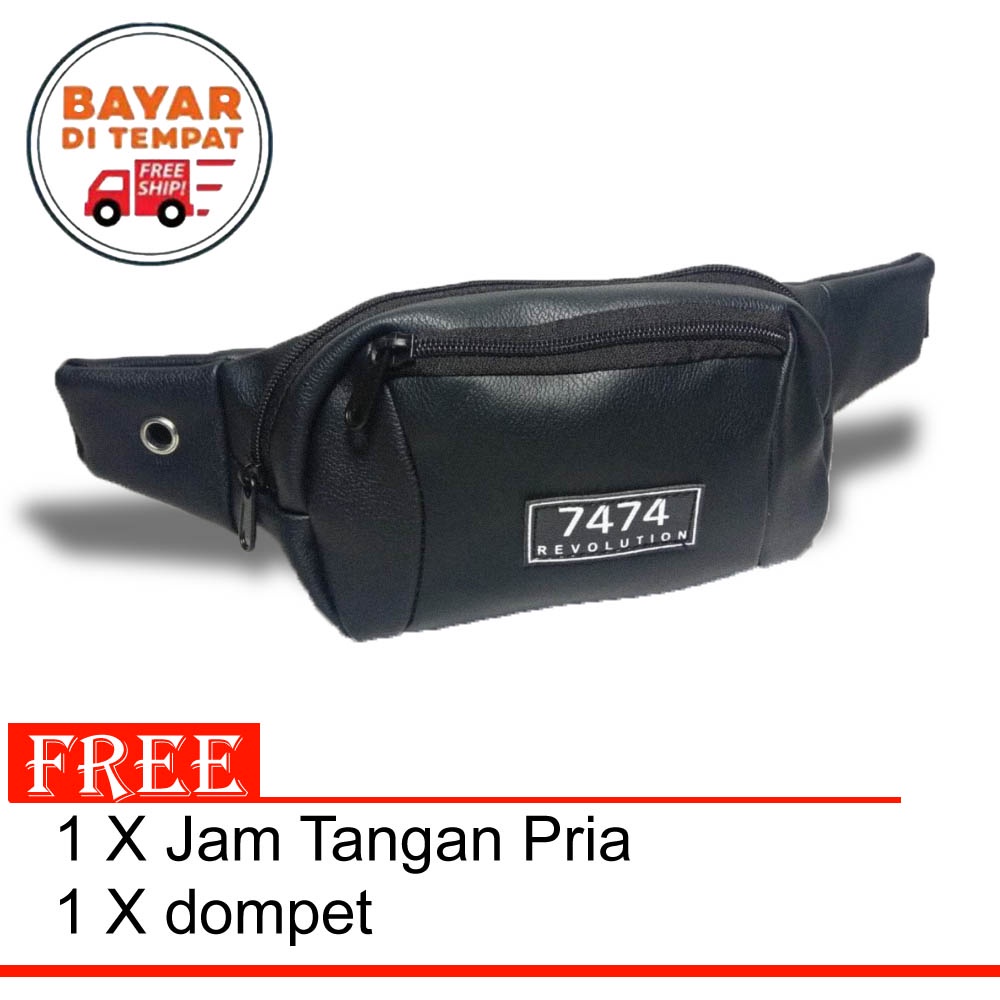 (BISA COD) Tas Waistbag Tas Selempang Tas Dada Tas fashion Pria Tas Pinggang Gratis Dompet Dan Jam Tangan Fashion