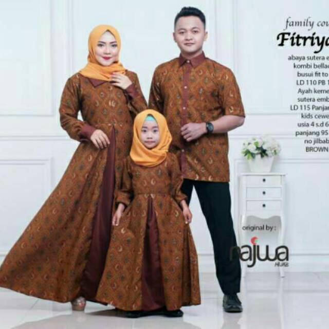 Couple Family Batik Sutera keluarga kombi polos - sarimbit ayah ibu satu anak cowok atau cewek