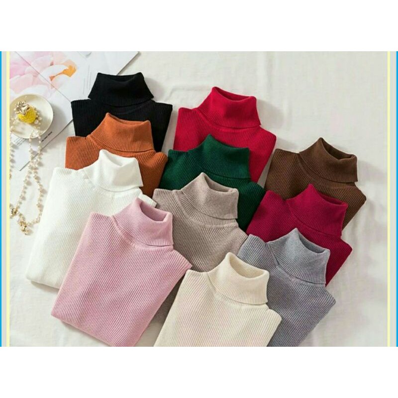 Best seller!! Atasan Rajut Turtleneck wanita/ baju rajut / atasan rajut