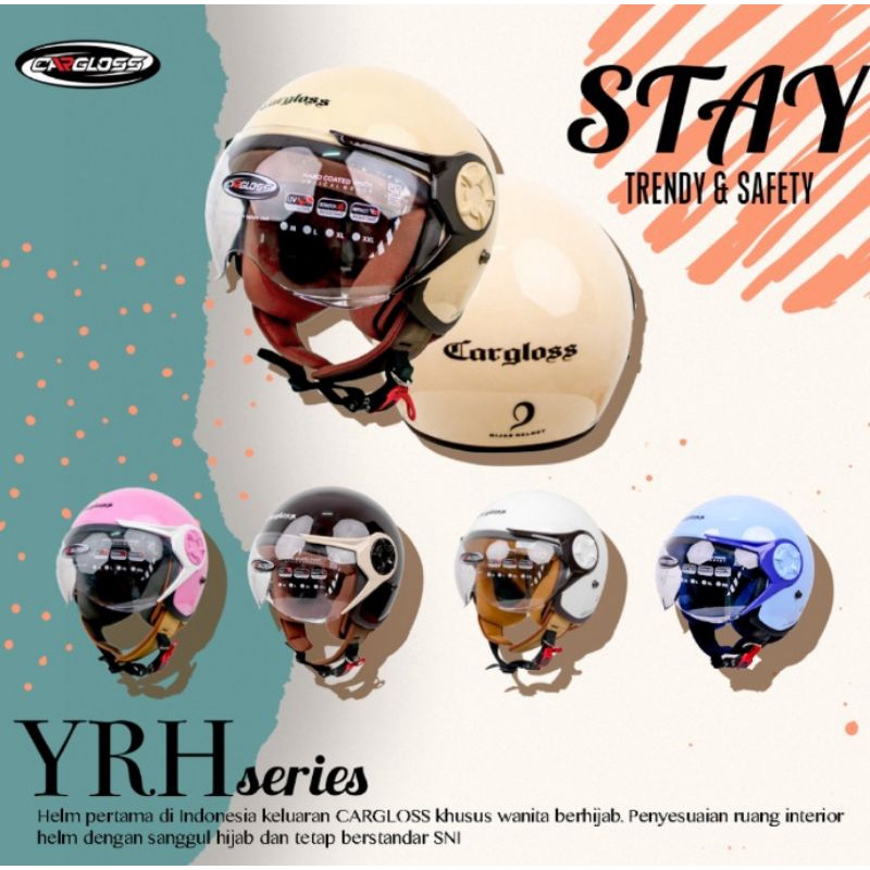 Helm Cargloss hijab YRH original ongkir murah 1kg paking kardus cargloss