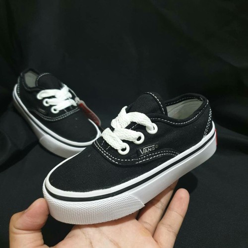 SNEAKERS AESTIC KIDS JUNIOR SEPATU VANS AUTHENTIC BLACK WHITE HITAM PUTIH KADO ANAK KECIL TK SD COWOK CEWEK LAKI LAKI PEREMPUAN