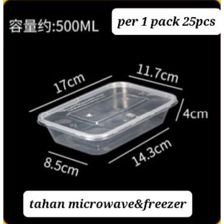 kotak thinwall kontainer wadah tempat makanan plastik ukuran 500ml 650ml 750ml 1000ml persegi 450ml 