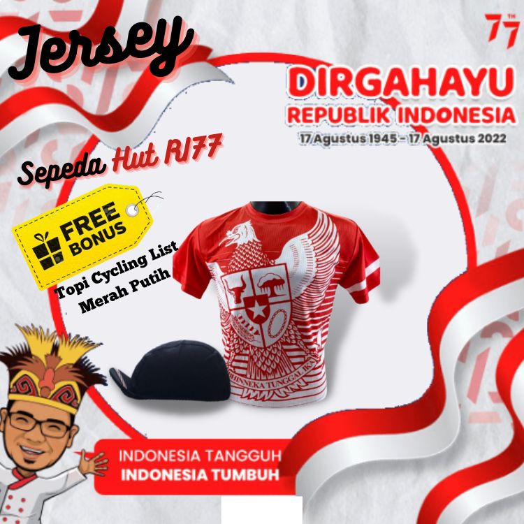 Jersey Sepeda Garuda HUT RI 77 Dirgahayu Republik Indonesia Drifit