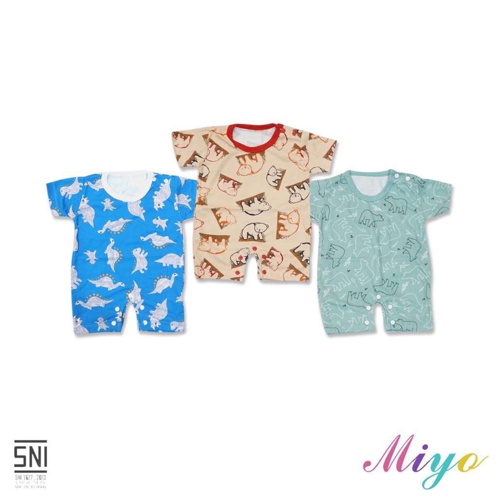 [TOMS] [BUNDLE HEMAT 3pc] MIYO - Jumper Segiempat Baju Kodok Romper Bayi Baby Baru Lahir Motif PRINT Terbaru