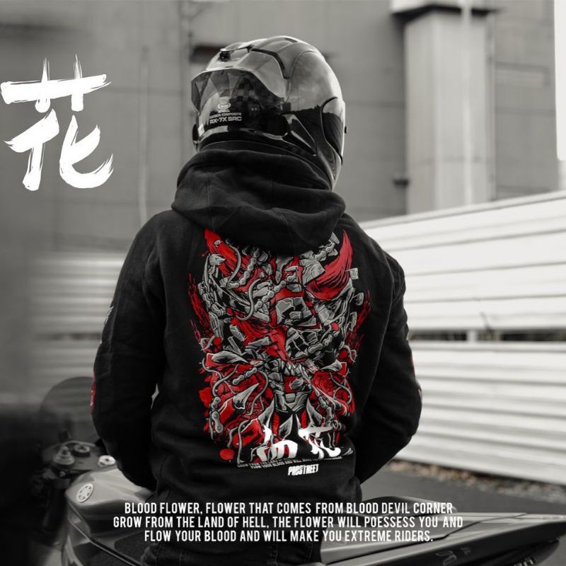 HOODIE | PROSTREET | BLOOD FLOWER V2 | BLACK | NEW | ORIGINAL LIMITED EDITION