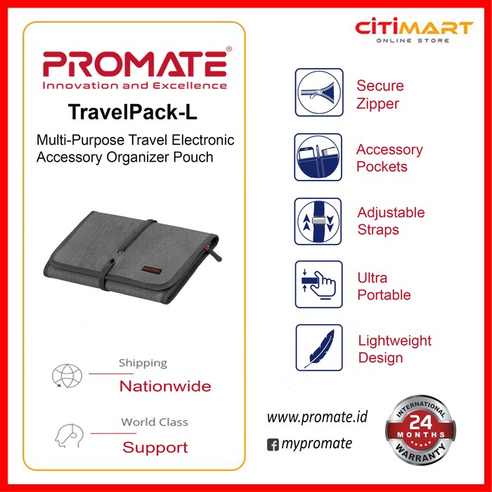 Promate TravelPack-L Travel Electronic Accessory Organizer Pouch