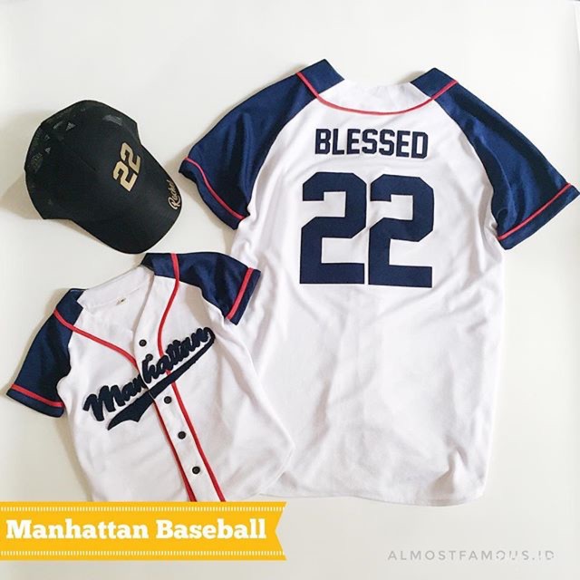 MANHATTAN BASEBALL / BASEBALL JERSEY KIDS ADULT - Custom NAMA ANGKA FAVORIT MU / Couple Jersey