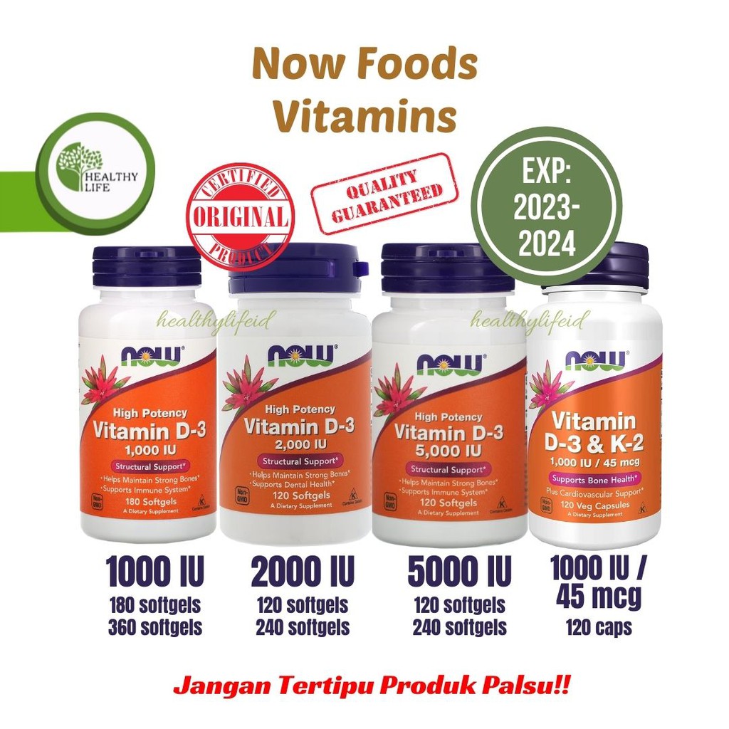 Now Foods Vitamin D3 1000 2000 5000 IU 120 180 260 360 Softgels / D3 &amp; K2 / Vitamin C-1000 100mg