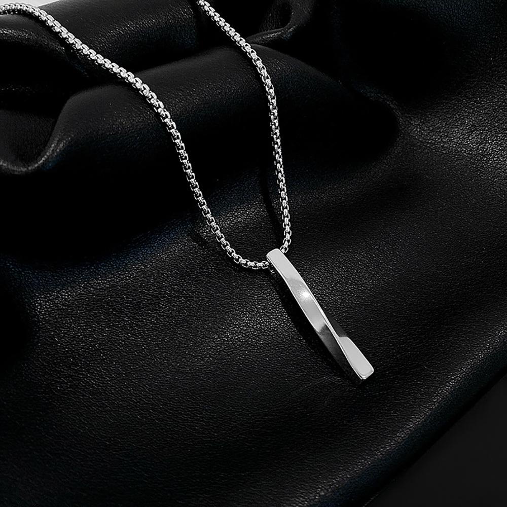 REBUY Creative Spiral Necklace Minimalist Fashion Jewelry Clavicle Chain Punk Men Rectangle Boys Alloy Simple Pendant Necklace/Multicolor