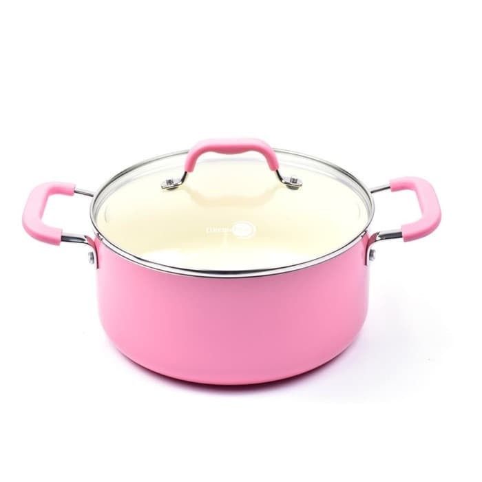 GreenPan York Pink Cream White Covered Casserole 24 cm (satuan)