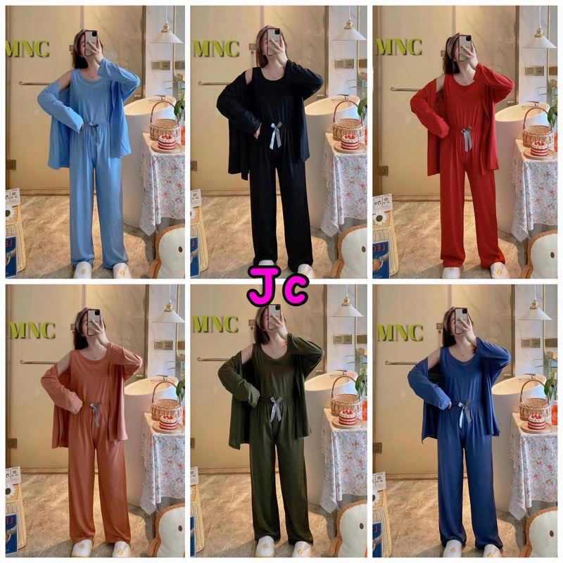 JC- Set 3in1 Premium Import PP / Set Kimono PP import / piyama set import murah