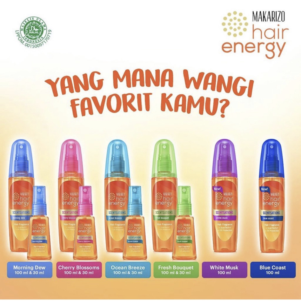 MAKARIZO Hair Energy Scentsations Hair Fragrance 30mL 100mL / Parfum Rambut Mist Perfume / Pewangi Rambut