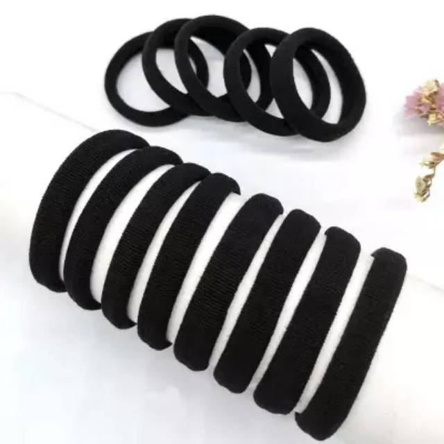 6pcs!!Ikat Rambut donat Hitam - Karet Rambut donat Hitam