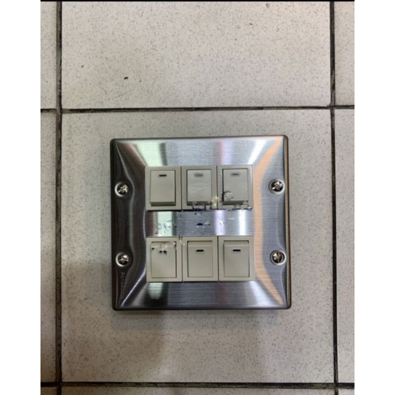 saklar sakelar grid switch panasonic 6 gang stainless 6gang 6 switch frame stainles besi