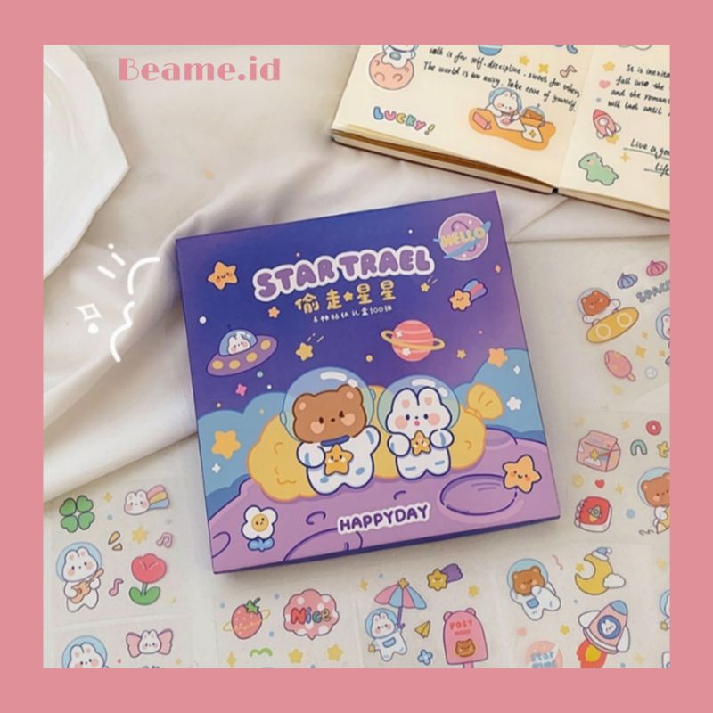 Stiker Perjalanan Luar Angkasa Kartun