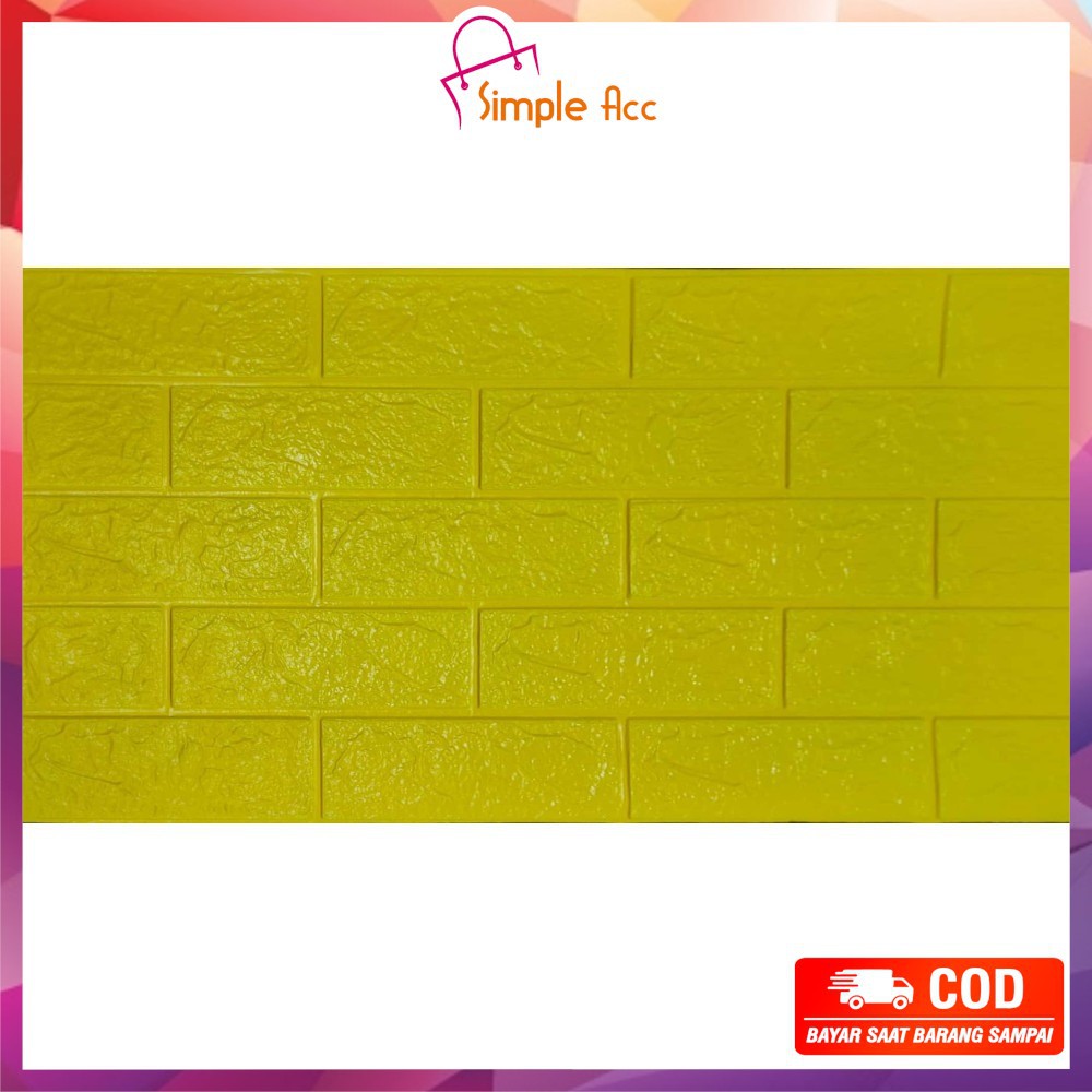 ~COD~ DO-C206 Wallpaper Dinding Foam 3D Kecil Motif Batu Bata/Walpaper Stiker Dinding Dekorasi Kamar-Batu Bata KUNING